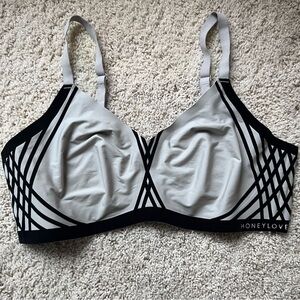Honeylove Silhouette Bra 2X Gray‎ Black Adjustable